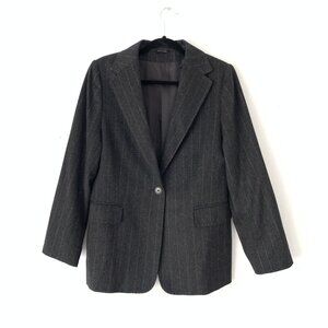 Cinzia Rocca Womens Gray Pinstripe Wool Blazer Made In Italy Size 16